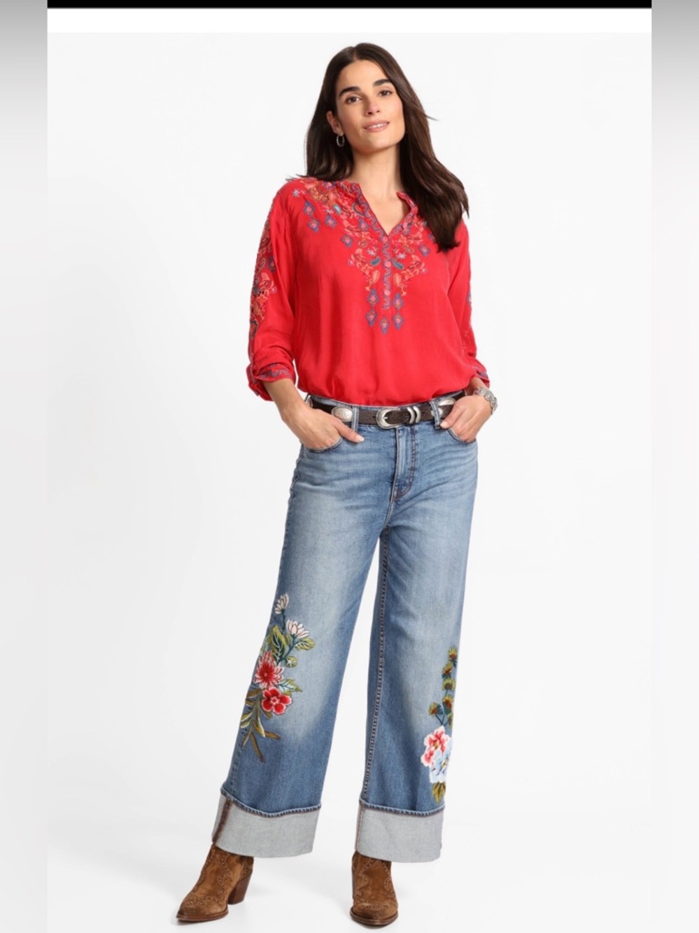 0009 Johnny Was THE ANKLE WIDE LEG Jeans